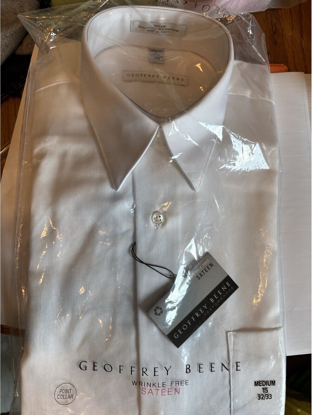 GEOFFREY BEENE SATIN WRINKLE FREE DRESS SHIRT